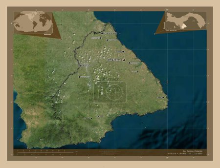 Photo for Los Santos, province of Panama. Low resolution satellite map. Locations and names of major cities of the region. Corner auxiliary location maps - Royalty Free Image