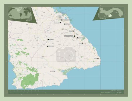 Téléchargez les photos : Los Santos, province of Panama. Open Street Map. Locations and names of major cities of the region. Corner auxiliary location maps - en image libre de droit
