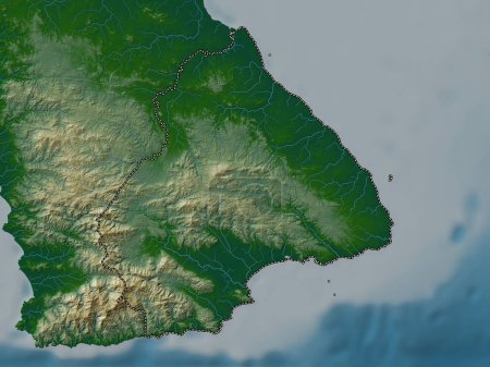 Téléchargez les photos : Los Santos, province of Panama. Colored elevation map with lakes and rivers - en image libre de droit