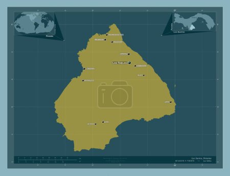 Photo for Los Santos, province of Panama. Solid color shape. Locations and names of major cities of the region. Corner auxiliary location maps - Royalty Free Image