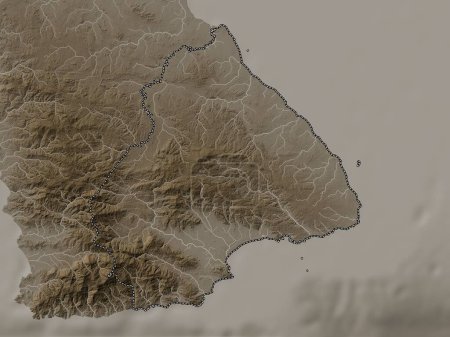 Photo for Los Santos, province of Panama. Elevation map colored in sepia tones with lakes and rivers - Royalty Free Image