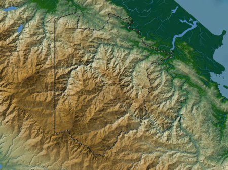 Téléchargez les photos : Naso Tjer Di Comarca, province of Panama. Colored elevation map with lakes and rivers - en image libre de droit