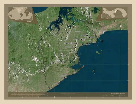 Foto de Panama Oeste, province of Panama. High resolution satellite map. Locations and names of major cities of the region. Corner auxiliary location maps - Imagen libre de derechos