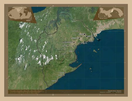 Foto de Panama Oeste, province of Panama. Low resolution satellite map. Locations and names of major cities of the region. Corner auxiliary location maps - Imagen libre de derechos