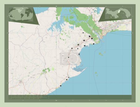 Foto de Panama Oeste, province of Panama. Open Street Map. Locations of major cities of the region. Corner auxiliary location maps - Imagen libre de derechos