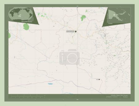 Téléchargez les photos : Chimbu, province of Papua New Guinea. Open Street Map. Locations and names of major cities of the region. Corner auxiliary location maps - en image libre de droit