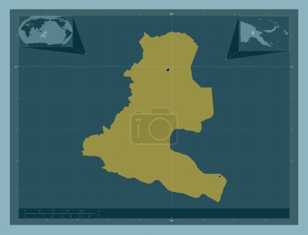 Photo for Chimbu, province of Papua New Guinea. Solid color shape. Locations of major cities of the region. Corner auxiliary location maps - Royalty Free Image