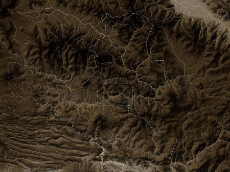 Photo for Chimbu, province of Papua New Guinea. Elevation map colored in sepia tones with lakes and rivers - Royalty Free Image