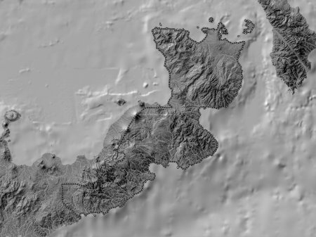 Téléchargez les photos : East New Britain, province of Papua New Guinea. Bilevel elevation map with lakes and rivers - en image libre de droit