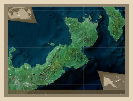Téléchargez les photos : East New Britain, province of Papua New Guinea. High resolution satellite map. Corner auxiliary location maps - en image libre de droit