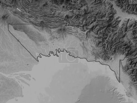 Téléchargez les photos : Gulf, province of Papua New Guinea. Grayscale elevation map with lakes and rivers - en image libre de droit