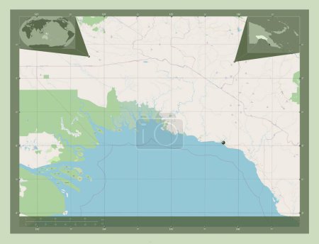 Téléchargez les photos : Gulf, province of Papua New Guinea. Open Street Map. Corner auxiliary location maps - en image libre de droit