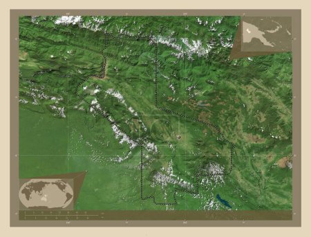 Téléchargez les photos : Hela, province of Papua New Guinea. High resolution satellite map. Corner auxiliary location maps - en image libre de droit