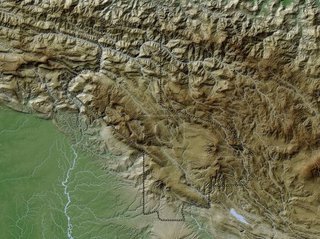 Téléchargez les photos : Hela, province of Papua New Guinea. Elevation map colored in wiki style with lakes and rivers - en image libre de droit