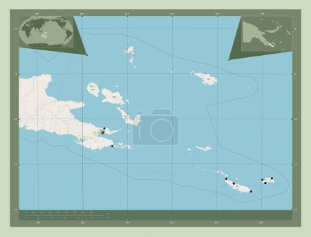 Photo for Milne Bay, province of Papua New Guinea. Open Street Map. Locations of major cities of the region. Corner auxiliary location maps - Royalty Free Image