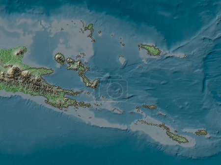 Photo for Milne Bay, province of Papua New Guinea. Elevation map colored in wiki style with lakes and rivers - Royalty Free Image