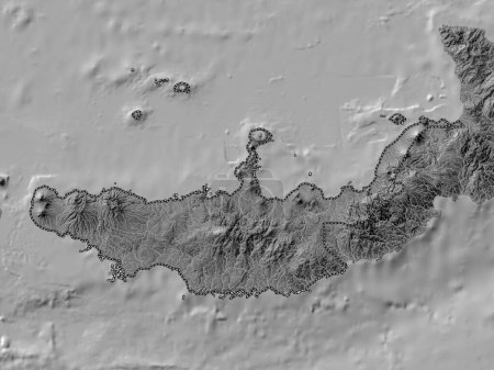 Téléchargez les photos : West New Britain, province of Papua New Guinea. Bilevel elevation map with lakes and rivers - en image libre de droit