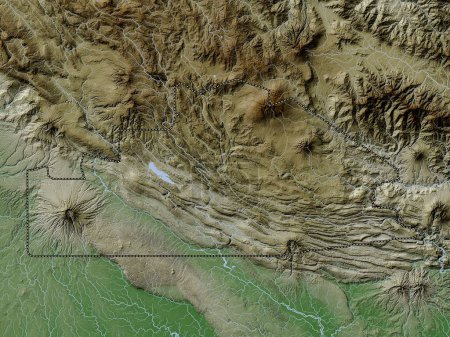 Téléchargez les photos : Southern Highlands, province of Papua New Guinea. Elevation map colored in wiki style with lakes and rivers - en image libre de droit