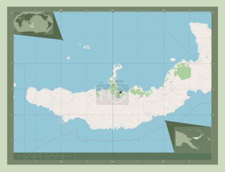 Téléchargez les photos : West New Britain, province of Papua New Guinea. Open Street Map. Corner auxiliary location maps - en image libre de droit