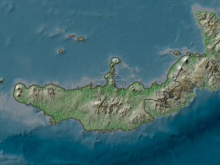 Téléchargez les photos : West New Britain, province of Papua New Guinea. Elevation map colored in wiki style with lakes and rivers - en image libre de droit