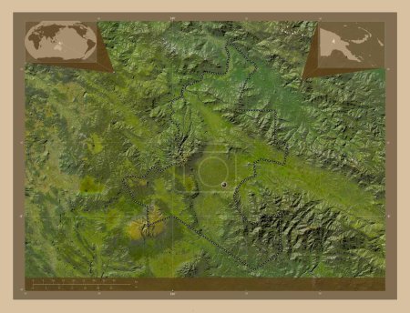 Téléchargez les photos : Western Highlands, province of Papua New Guinea. Low resolution satellite map. Corner auxiliary location maps - en image libre de droit