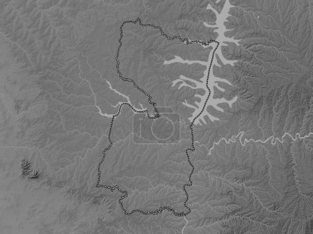 Téléchargez les photos : Alto Parana, department of Paraguay. Grayscale elevation map with lakes and rivers - en image libre de droit