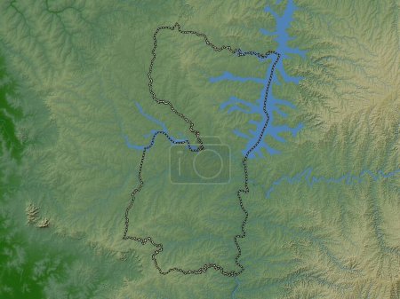 Téléchargez les photos : Alto Parana, department of Paraguay. Colored elevation map with lakes and rivers - en image libre de droit