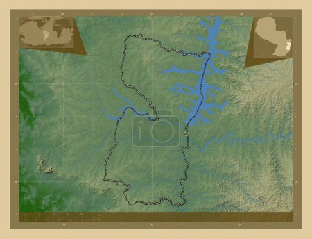 Foto de Alto Parana, department of Paraguay. Colored elevation map with lakes and rivers. Corner auxiliary location maps - Imagen libre de derechos