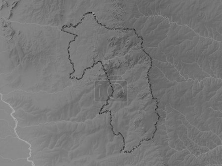 Photo for Amambay, department of Paraguay. Grayscale elevation map with lakes and rivers - Royalty Free Image