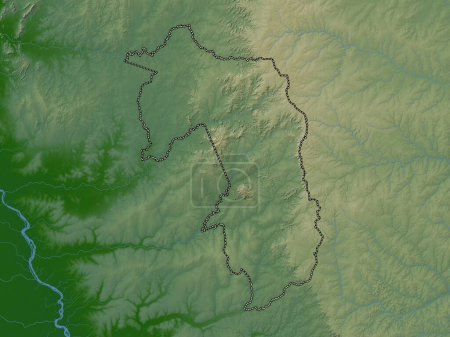Téléchargez les photos : Amambay, department of Paraguay. Colored elevation map with lakes and rivers - en image libre de droit