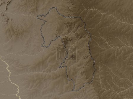 Téléchargez les photos : Amambay, department of Paraguay. Elevation map colored in sepia tones with lakes and rivers - en image libre de droit