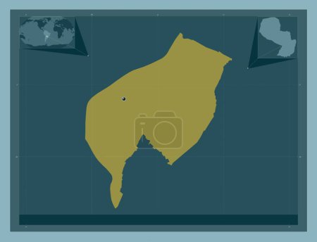Téléchargez les photos : Asuncion, capital district of Paraguay. Solid color shape. Locations of major cities of the region. Corner auxiliary location maps - en image libre de droit
