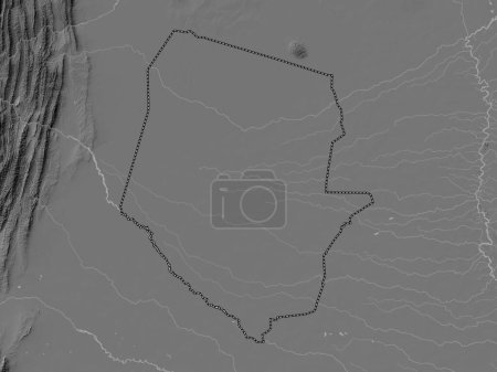 Photo for Boqueron, department of Paraguay. Bilevel elevation map with lakes and rivers - Royalty Free Image