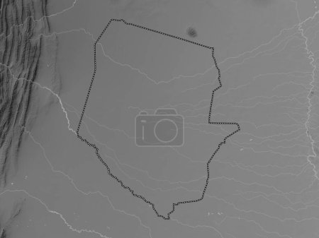 Foto de Boqueron, department of Paraguay. Grayscale elevation map with lakes and rivers - Imagen libre de derechos