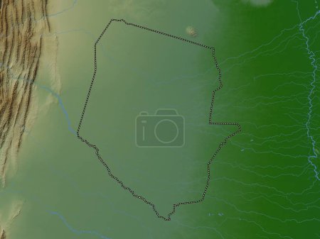Foto de Boqueron, department of Paraguay. Colored elevation map with lakes and rivers - Imagen libre de derechos