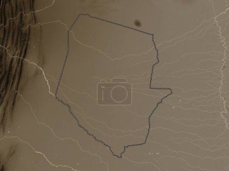 Foto de Boqueron, department of Paraguay. Elevation map colored in sepia tones with lakes and rivers - Imagen libre de derechos