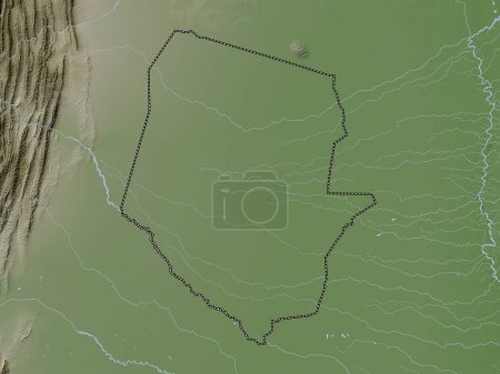 Foto de Boqueron, department of Paraguay. Elevation map colored in wiki style with lakes and rivers - Imagen libre de derechos