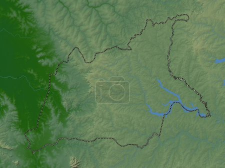 Téléchargez les photos : Caaguazu, department of Paraguay. Colored elevation map with lakes and rivers - en image libre de droit
