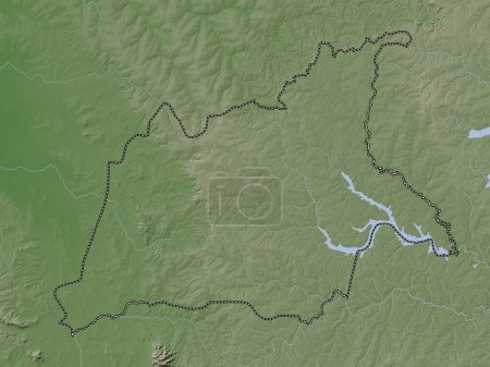 Téléchargez les photos : Caaguazu, department of Paraguay. Elevation map colored in wiki style with lakes and rivers - en image libre de droit