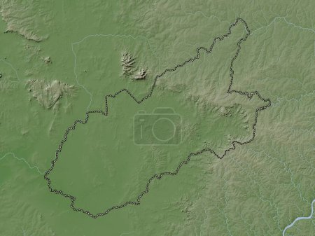 Photo for Caazapa, department of Paraguay. Elevation map colored in wiki style with lakes and rivers - Royalty Free Image