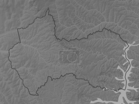 Foto de Canindeyu, department of Paraguay. Grayscale elevation map with lakes and rivers - Imagen libre de derechos