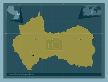 Foto de Canindeyu, department of Paraguay. Solid color shape. Locations of major cities of the region. Corner auxiliary location maps - Imagen libre de derechos