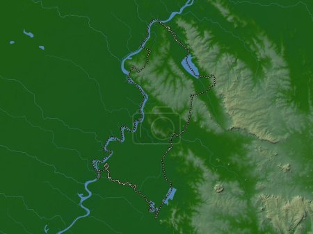 Téléchargez les photos : Central, department of Paraguay. Colored elevation map with lakes and rivers - en image libre de droit