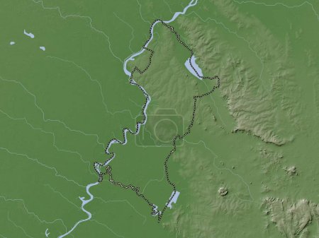 Téléchargez les photos : Central, department of Paraguay. Elevation map colored in wiki style with lakes and rivers - en image libre de droit