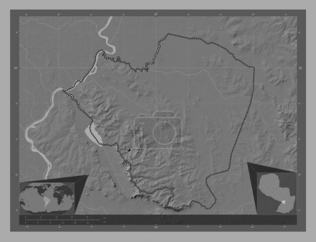 Téléchargez les photos : Cordillera, department of Paraguay. Bilevel elevation map with lakes and rivers. Corner auxiliary location maps - en image libre de droit