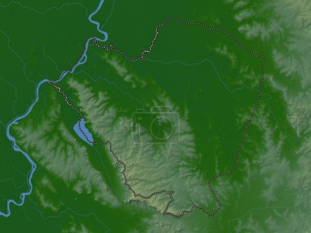Téléchargez les photos : Cordillera, department of Paraguay. Colored elevation map with lakes and rivers - en image libre de droit