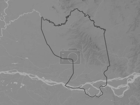 Téléchargez les photos : Misiones, department of Paraguay. Grayscale elevation map with lakes and rivers - en image libre de droit