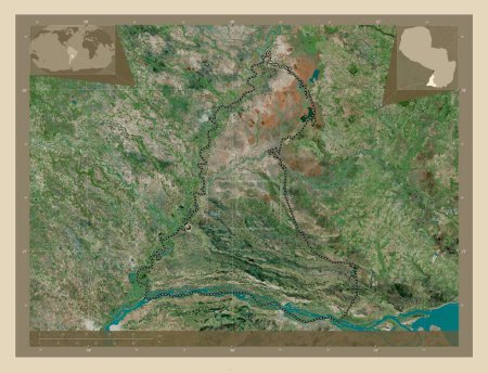 Foto de Neembucu, department of Paraguay. High resolution satellite map. Corner auxiliary location maps - Imagen libre de derechos