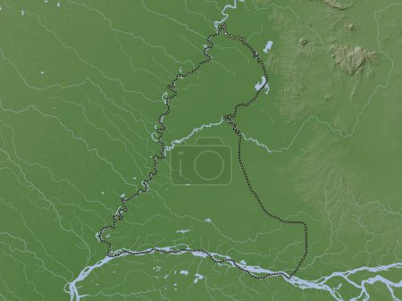 Foto de Neembucu, department of Paraguay. Elevation map colored in wiki style with lakes and rivers - Imagen libre de derechos