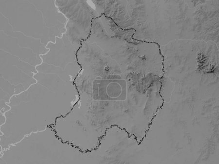 Téléchargez les photos : Paraguari, department of Paraguay. Grayscale elevation map with lakes and rivers - en image libre de droit